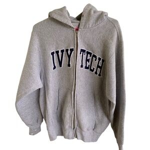 Vintage Ivy Tech MV Sport Pro Weave Full Zip Hoodie Sweatshirt Adult Size Medium
